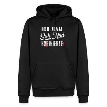 Ich Kam Sah Und Korrigierte Deutsch Grammatik - Männer Premium Bio Hoodie - Schwarz - Vorne - Nico (187cm)
