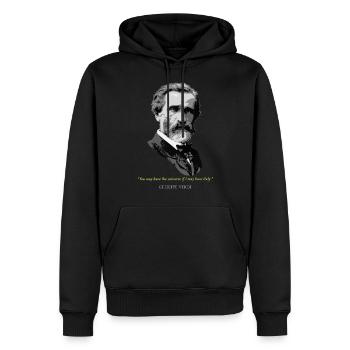 Citation Giuseppe Verdi - Sweat à capuche Premium bio Homme - noir - Devant - Nico (187cm)