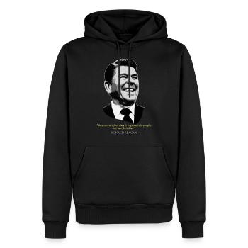 Citation de Ronald Reagan - Sweat à capuche Premium bio Homme - noir - Devant - Nico (187cm)