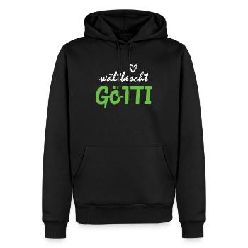 wältbescht Götti Geschenkidee Schweizer Taufpate - Männer Premium Bio Hoodie - Schwarz - Vorne - Nico (187cm)