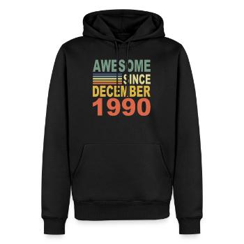 1990 Jahr Geburtstag Awesome seit Dezember 1990 - Männer Premium Bio Hoodie - Schwarz - Vorne - Nico (187cm)