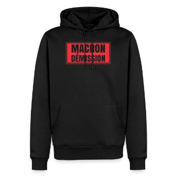 Macron Rücktritt Plakat Proteststreik - Männer Premium Bio Hoodie - Schwarz - Vorne - Nico (187cm)