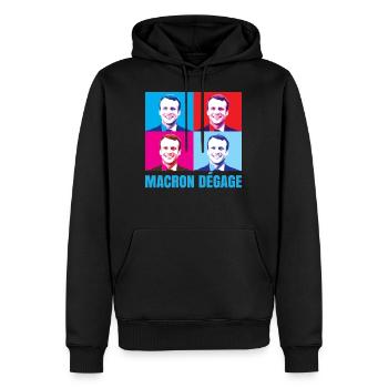 Macron gibt wütenden französischen Bürgeraufstand ab - Männer Premium Bio Hoodie - Schwarz - Vorne - Nico (187cm)