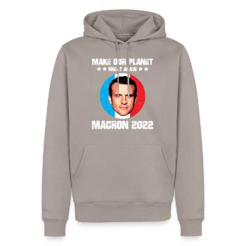 Make our planet great again macron écolo anglais - Sweat à capuche Premium bio Homme - taupe - Devant - Nico (187cm)