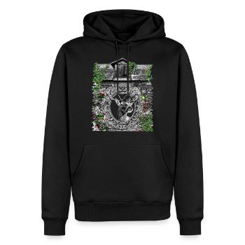 Stadl / Hirsch Design/Geweih/ Jäger/ Tracht/ Wiesn - Männer Premium Bio Hoodie - Schwarz - Vorne - Nico (187cm)