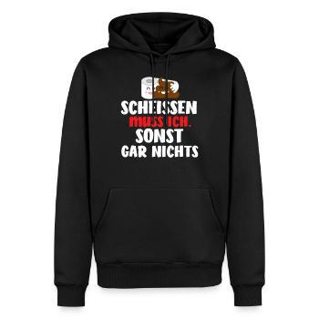 Einen Scheiß muss ich - Männer Premium Bio Hoodie - Schwarz - Vorne - Nico (187cm)