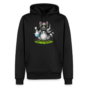 Waschbär Stoner - Männer Premium Bio Hoodie - Schwarz - Vorne - Nico (187cm)