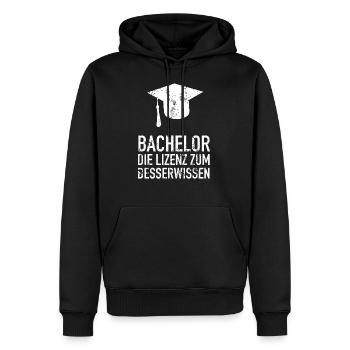 Bachelor Master Lizenz zum Besserwissen - Männer Premium Bio Hoodie - Schwarz - Vorne - Nico (187cm)
