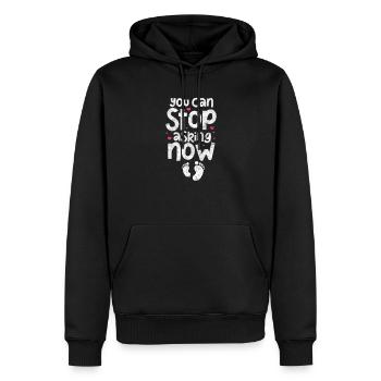 Grossesse Bébé Enceinte Ventre de bébé Cadeau - Sweat à capuche Premium bio Homme - noir - Devant - Nico (187cm)