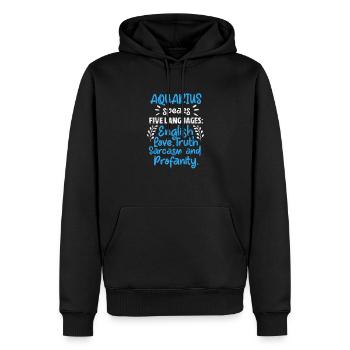 Verseau - Sweat à capuche Premium bio Homme - noir - Devant - Nico (187cm)