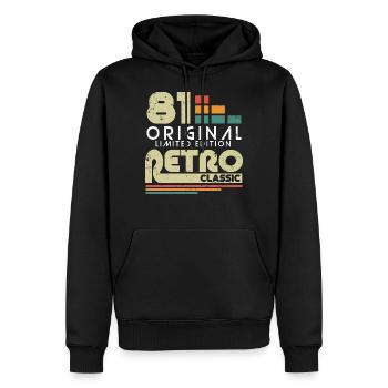 Jahrgang 1981 geboren 40. Geburtstag Retro - Männer Premium Bio Hoodie - Schwarz - Vorne - Nico (187cm)