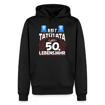50 Geburtstag Geschenk Mann Feuerwehr Polizei - Männer Premium Bio Hoodie - Schwarz - Vorne - Nico (187cm)