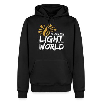 Licht der Welt B. - Männer Premium Bio Hoodie - Schwarz - Vorne - Nico (187cm)