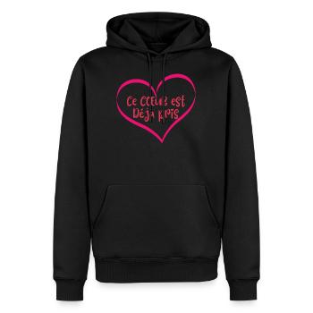 T-shirt coeur humour - Sweat à capuche Premium bio Homme - noir - Devant - Nico (187cm)