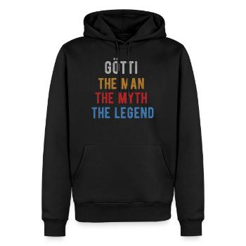 Götti Firmgötti Taufgötti Götti Questions - Sweat à capuche Premium bio Homme - noir - Devant - Nico (187cm)