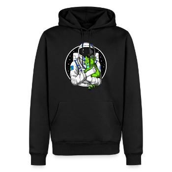 Chat étranger d’astronaute - Sweat à capuche Premium bio Homme - noir - Devant - Nico (187cm)