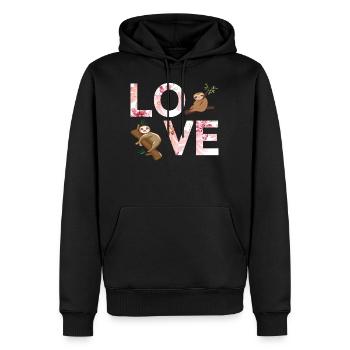 Faultier liebe - Männer Premium Bio Hoodie - Schwarz - Vorne - Nico (187cm)