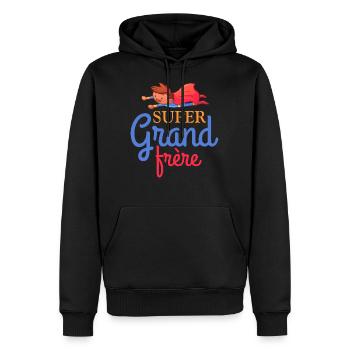 Super grand frere - Sweat à capuche Premium bio Homme - noir - Devant - Nico (187cm)