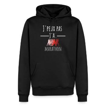 j'peux pas j'ai marathon cadeau anniversaire - Sweat à capuche Premium bio Homme - noir - Devant - Nico (187cm)