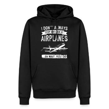 Airplane - Men’s Premium Organic Hoodie - black - Front - Nico (187cm)
