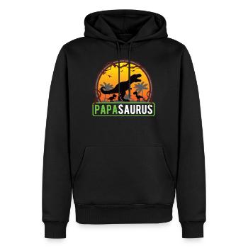 Papasaurus T-Rex Papa 2 enfants Dino père fête des pères - Sweat à capuche Premium bio Homme - noir - Devant - Nico (187cm)