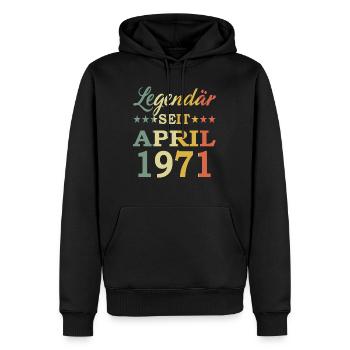 1971 Jahr Geburtstag Legendär seit April 1971 - Männer Premium Bio Hoodie - Schwarz - Vorne - Nico (187cm)