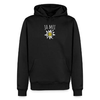 Ja Mei - Bayrische Sprüche Bayern - Männer Premium Bio Hoodie - Schwarz - Vorne - Nico (187cm)