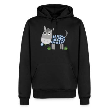 Esel mit blauen Rosen statt Fell - Männer Premium Bio Hoodie - Schwarz - Vorne - Nico (187cm)