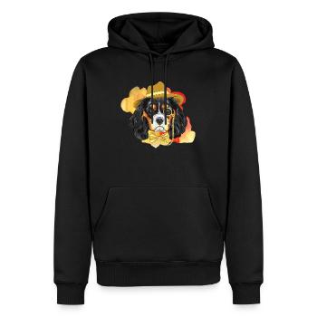 Chien design original - Sweat à capuche Premium bio Homme - noir - Devant - Nico (187cm)