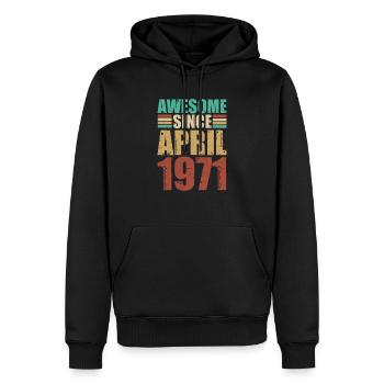 Avril 1971 - Sweat à capuche Premium bio Homme - noir - Devant - Nico (187cm)