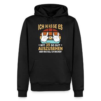 35 Jahre 35 Geburtstag Geschenk 35 Jahre Birthday - Männer Premium Bio Hoodie - Schwarz - Vorne - Nico (187cm)