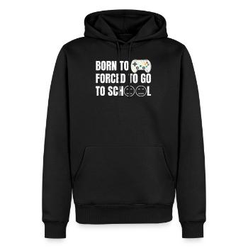 Born to Game forcé d’aller à l’école - Sweat à capuche Premium bio Homme - noir - Devant - Nico (187cm)