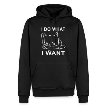 I Do What I Want Cat Chats Meme - Sweat à capuche Premium bio Homme - noir - Devant - Nico (187cm)