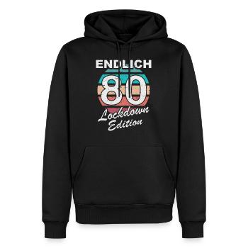Endlich 80 Jahre 80 Geburtstag Lockdown Geschenk - Männer Premium Bio Hoodie - Schwarz - Vorne - Nico (187cm)