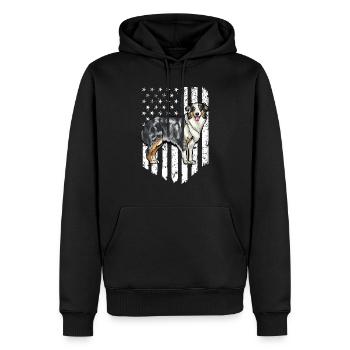 Black White American Flag Berger australien 4ème - Sweat à capuche Premium bio Homme - noir - Devant - Nico (187cm)