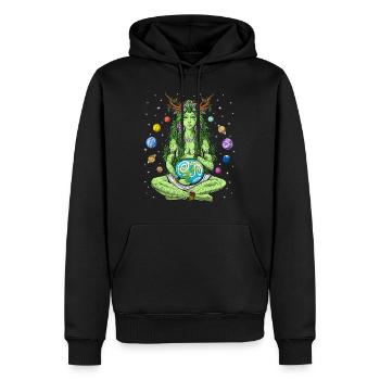 Déesse Gaia - Sweat à capuche Premium bio Homme - noir - Devant - Nico (187cm)