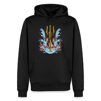Trident Poséidon - Sweat à capuche Premium bio Homme - noir - Devant - Nico (187cm)