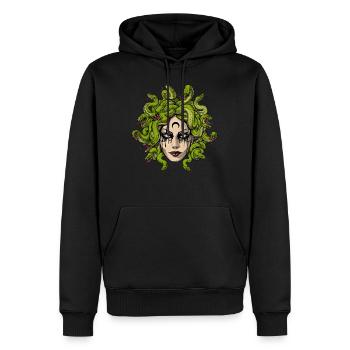 Tête de Méduse - Sweat à capuche Premium bio Homme - noir - Devant - Nico (187cm)