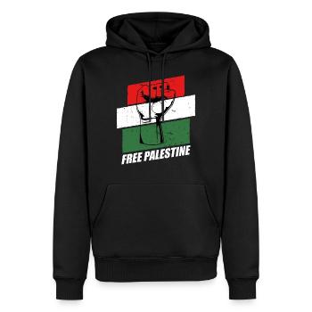 Free Palestine - Sweat à capuche Premium bio Homme - noir - Devant - Nico (187cm)
