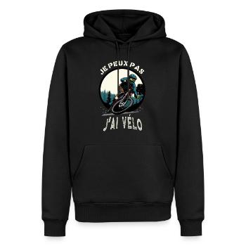 J'Peux Pas J'ai Vélo Humour Cadeau Drôle Cycliste - Sweat à capuche Premium bio Homme - noir - Devant - Nico (187cm)