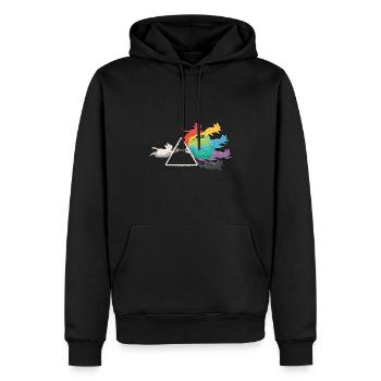 PRISMA RAINBOW CATS - Männer Premium Bio Hoodie - Schwarz - Vorne - Nico (187cm)