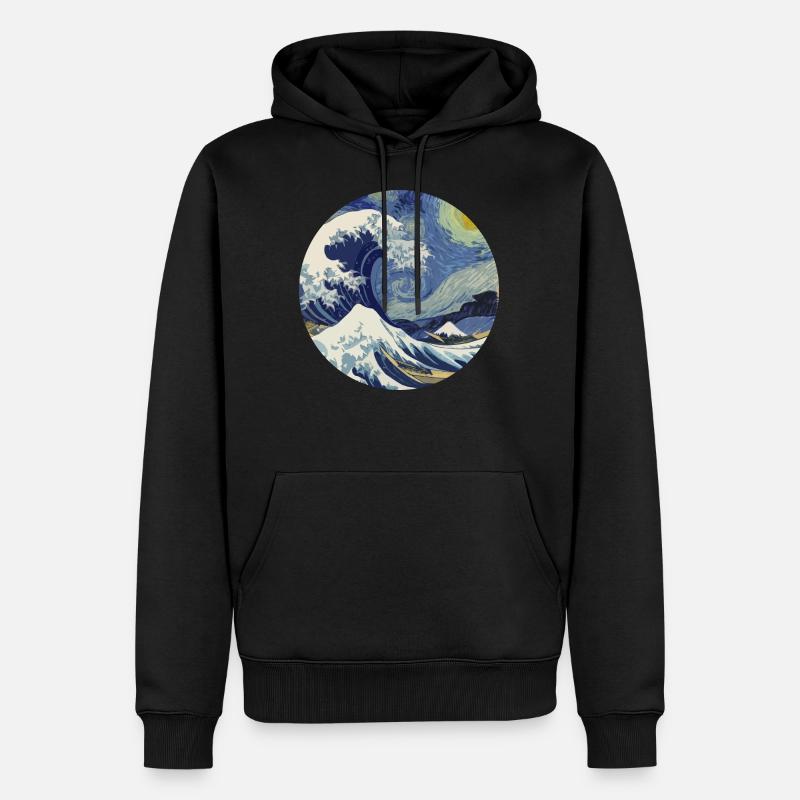 Tsunami de la nuit étoilée - Sweat à capuche Premium bio Homme - noir