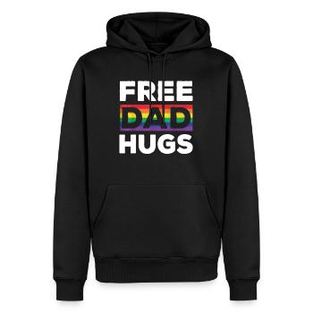 Free Dad Hugs Rainbow LGBT Pride Fathers Day - Men’s Premium Organic Hoodie - black - Front - Nico (187cm)