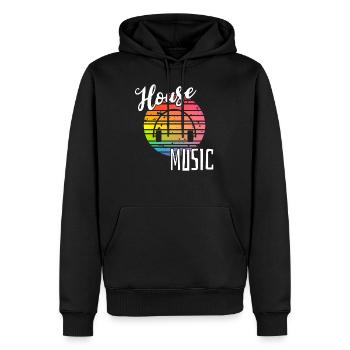 House Music Sonnenuntergang - Männer Premium Bio Hoodie - Schwarz - Vorne - Nico (187cm)