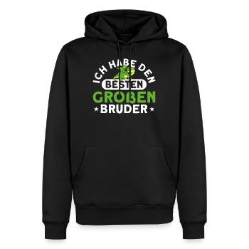 Geschwister Großer Bruder Dino Geschenk - Männer Premium Bio Hoodie - Schwarz - Vorne - Nico (187cm)