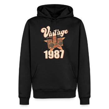 Vintage 1987 - Sweat à capuche Premium bio Homme - noir - Devant - Nico (187cm)