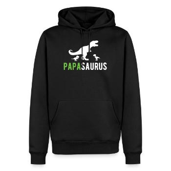 Papasaurus Papa T-Rex 2 Kinder Dino Vater Vatertag - Männer Premium Bio Hoodie - Schwarz - Vorne - Nico (187cm)