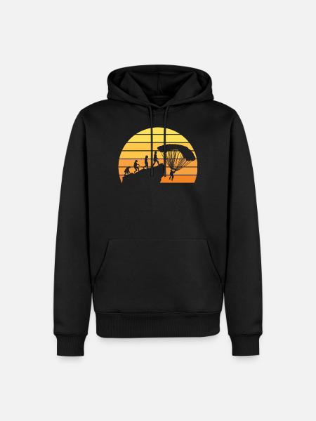 Fallschrimspringen Evolution Urmensch Fallschirm - Männer Premium Bio Hoodie - Schwarz