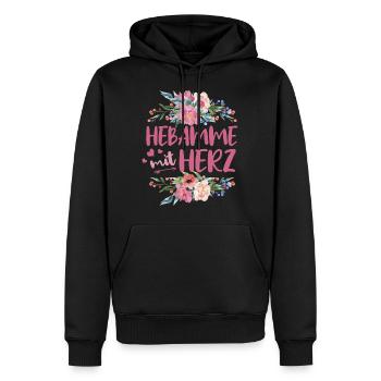 Hebamme mit Herz - Männer Premium Bio Hoodie - Schwarz - Vorne - Nico (187cm)