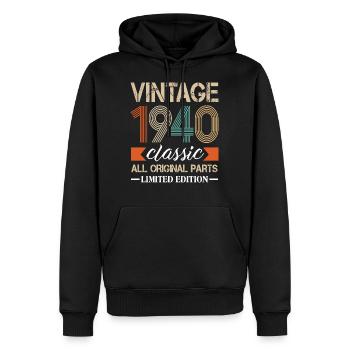 Naissance 1940 naissance anniversaire rétro - Sweat à capuche Premium bio Homme - noir - Devant - Nico (187cm)